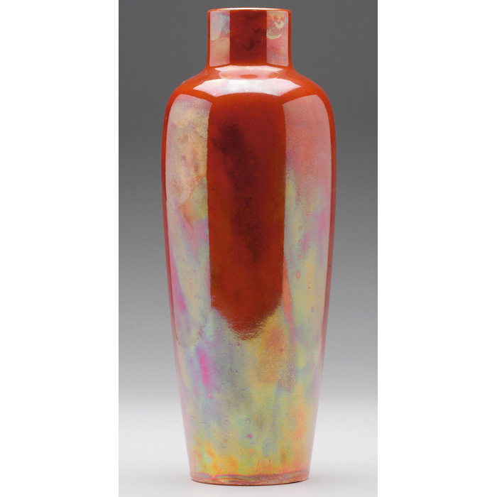 Appraisal: Ruskin vase cylindrical form in a mottled orange and gold