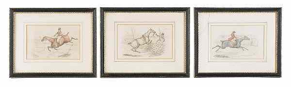 Appraisal: Set of five English watercolor and pencil horse racing scenes