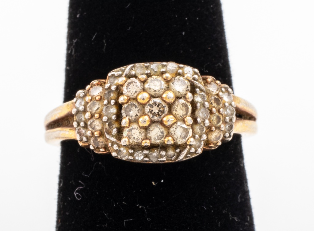 Appraisal: VINTAGE GILDED VERMEIL DIAMOND RING Vintage gilded vermeil cluster diamond