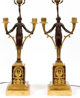 Appraisal: GILT BRONZE FRENCH EMPIRE FIGURAL CANDELABRA GILT BRONZE FRENCH EMPIRE