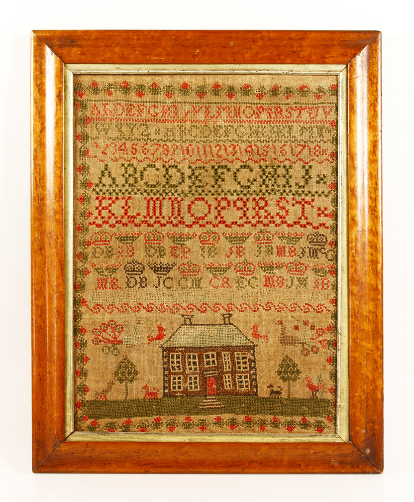 Appraisal: - Early American School Girl Sampler Early American school girl