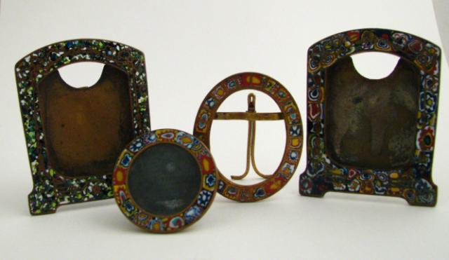 Appraisal: Group of four Czechoslovakia enameled brass miniature photo frames circa