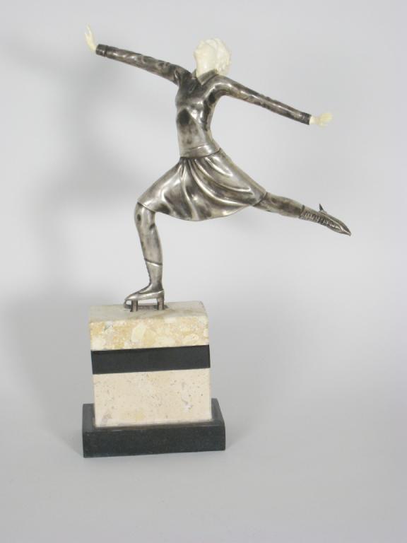 Appraisal: An Art Deco style Figure of a skater on oblong