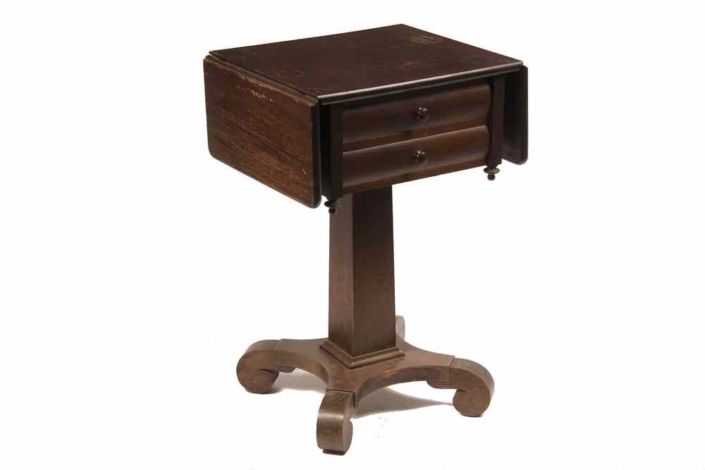 Appraisal: SEWING STAND - Mahogany Sewing stand with drop leaf sides