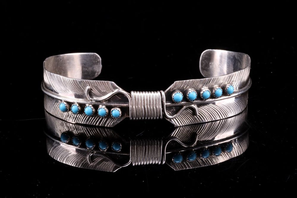 Appraisal: Navajo Bobby Begay Silver Turquoise Bracelet Featured in this lot