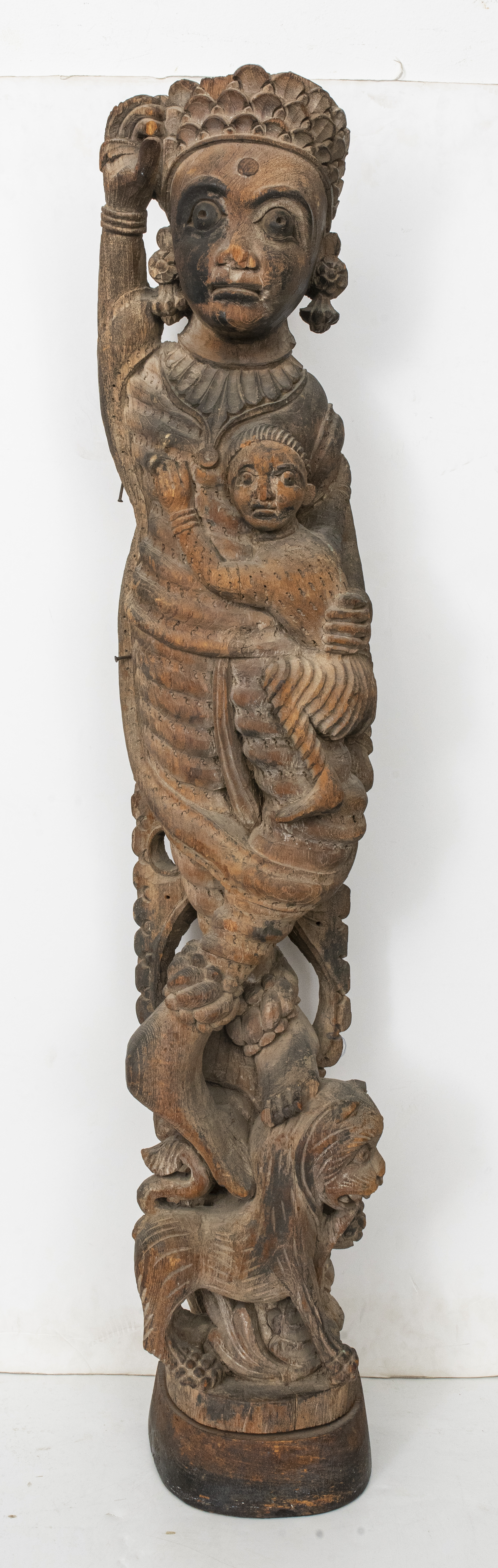 Appraisal: SOUTH EAST ASIAN CARVED WOOD FIGURAL SCULPTURE South-east Asian carved