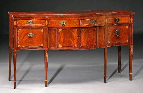 Appraisal: A Federal mahogany inlaid sideboard New York circa The serpentine