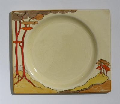 Appraisal: Coral Firs' a Clarice Cliff Bizarre Biarritz plate painted in