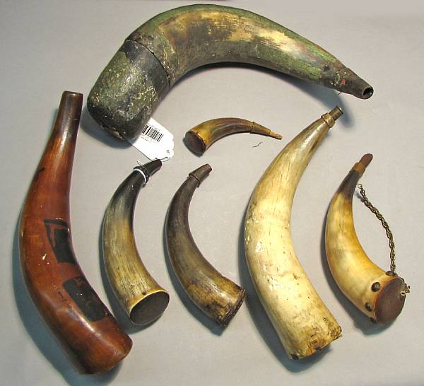 Appraisal: A lot of seven American powder horns th and th