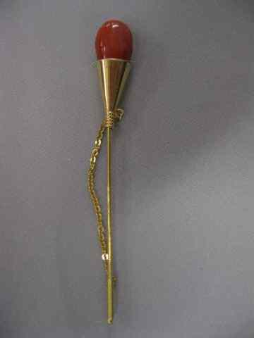 Appraisal: Red Coral Jabot Pin or Stick Pin fine color gold