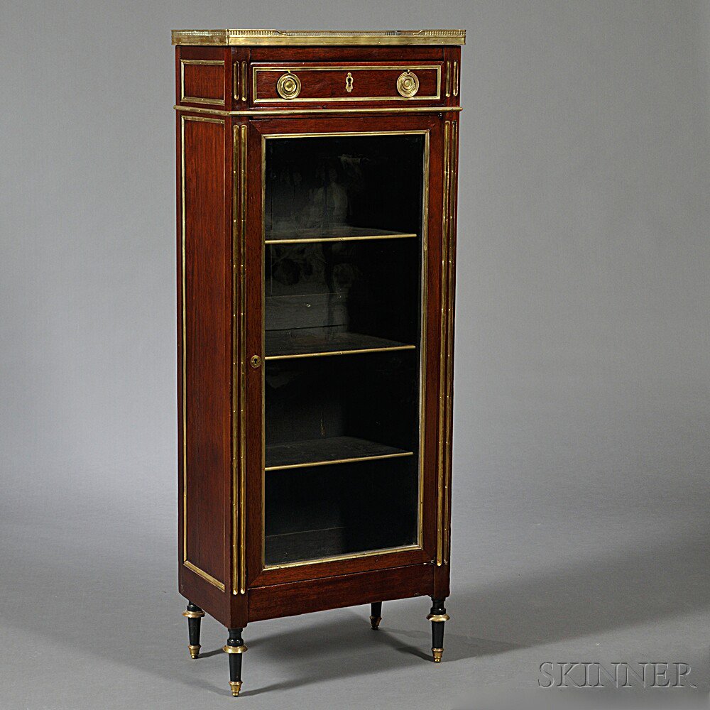 Appraisal: Louis XVI Marble-top Mahogany Bibliotheque last quarter th century with