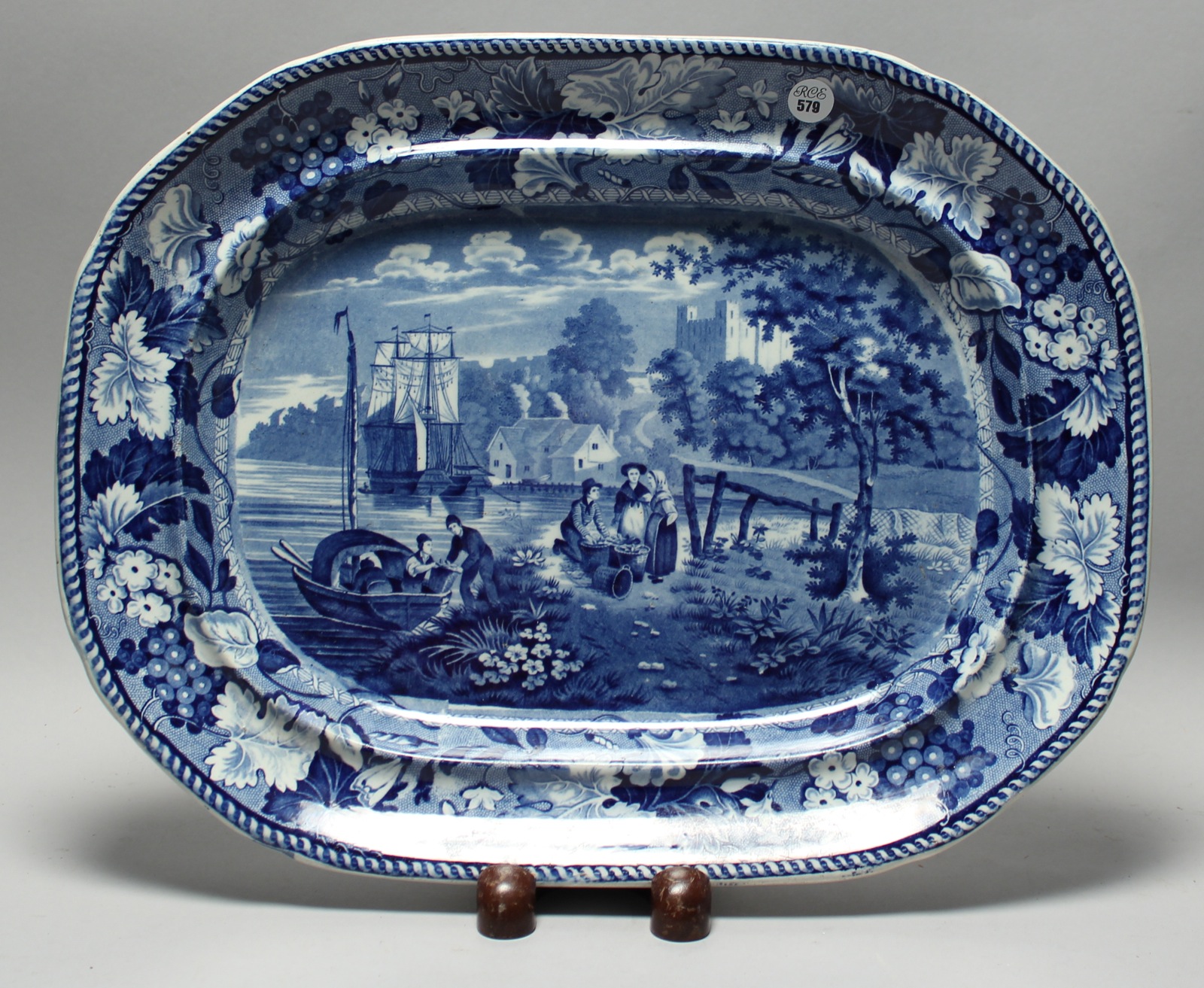 Appraisal: ANTIQUE ENGLISH STAFFORDSHIRE PLATTER th CenturyIn Rochester Castle pattern in