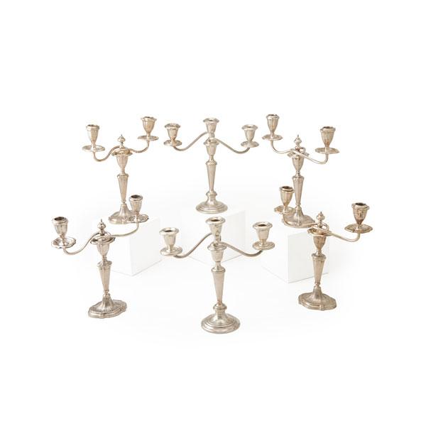 Appraisal: THREE PAIR SILVER CANDLEABRA Condition Report