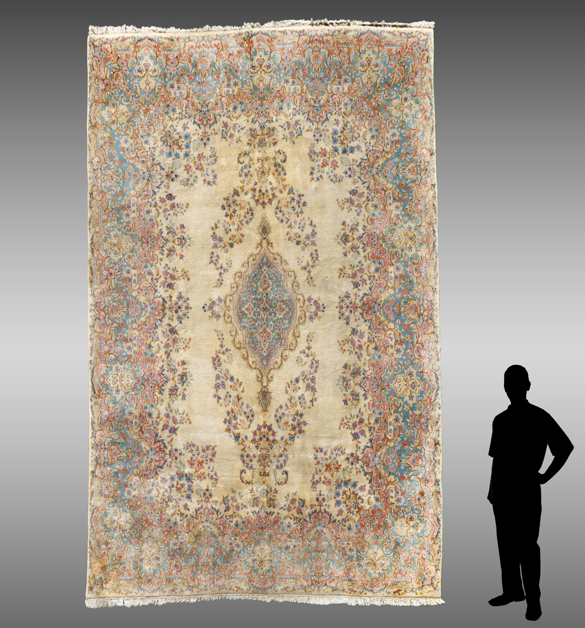 Appraisal: SEMI-ANTIQUE PERSIAN KERMAN HAND KNOTTED WOOL RUG ' '' X