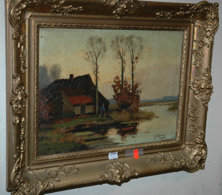 Appraisal: A WALTMAN FIGURE BY THE LAKE OIL ON BOARD