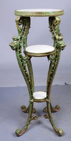 Appraisal: Three Tier Cast Iron Plant Stand This antiqued green stand