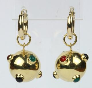 Appraisal: Pair of gemstone and k yellow gold ear pendants Pair