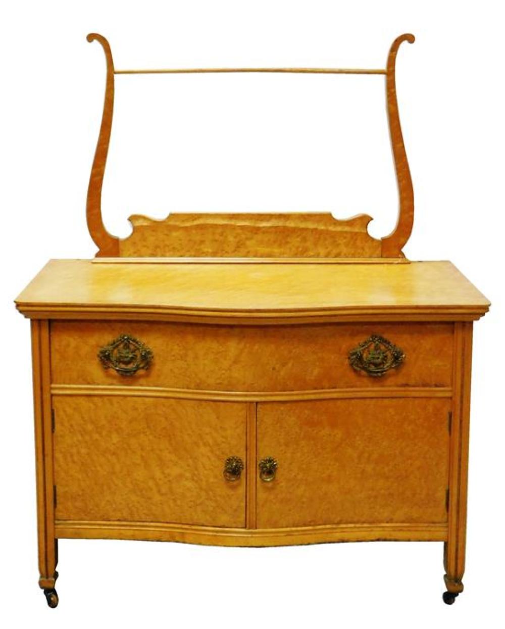 Appraisal: Birds eye maple washstand with towel bar late th early