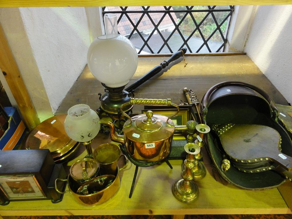 Appraisal: A collection of brass and copperware including a copper coal