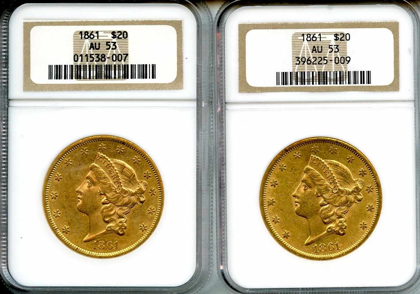 Appraisal: AU NGC Both are olive-gold in appearance each with typical