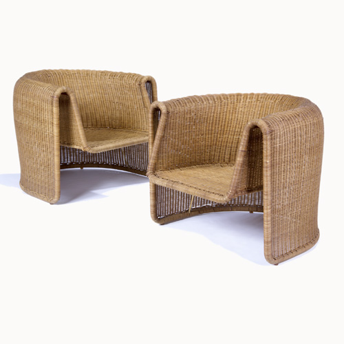 Appraisal: EERO AARNIO Pair of woven wicker chairs x x