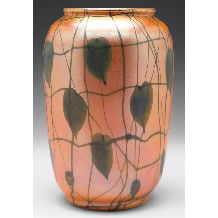 Appraisal: Durand vase large broad shape in gold and orange iridescent