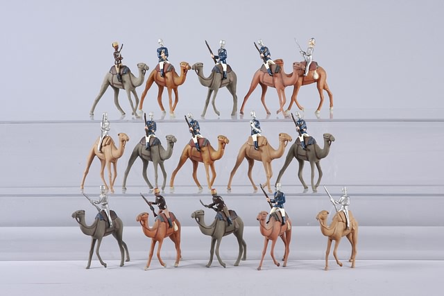 Appraisal: Lot of Britains camels with Egyptian riders mostly recasts matte