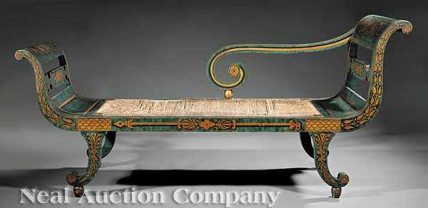 Appraisal: An Important American Classical Fancy-Painted Grecian Sofa early th c