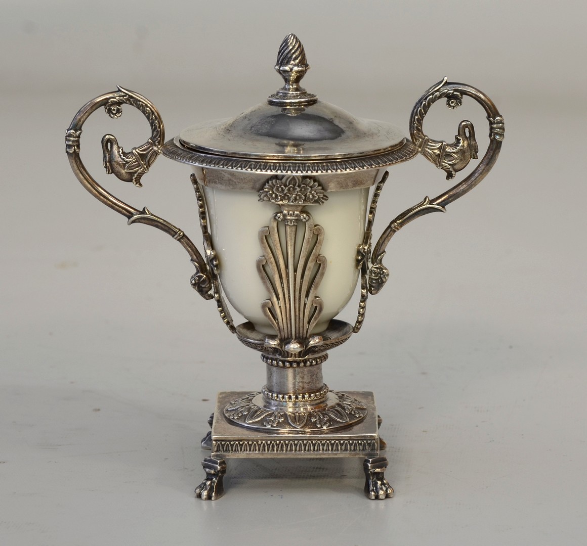 Appraisal: Continental French Empire sterling silver urn with later Lenox porcelain