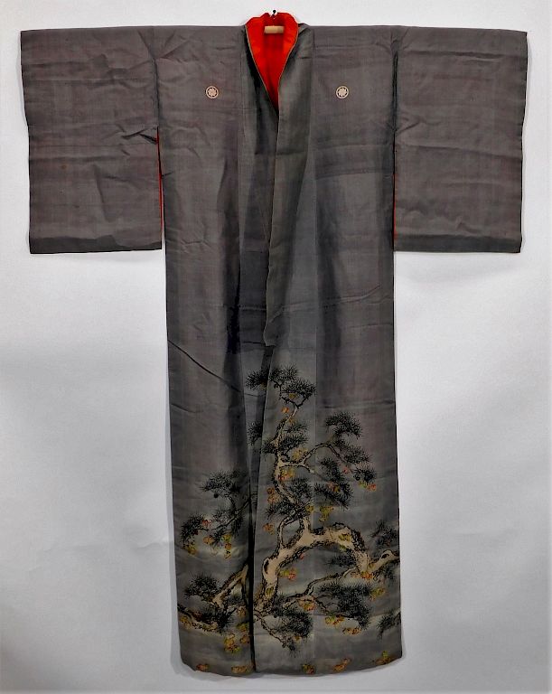 Appraisal: Edo Period Hand Painted Trees Uchikake Kimono Japan Circa Hand