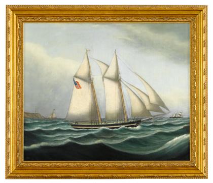 Appraisal: Attributed to William Pierce Stubbs - a schooner flying american