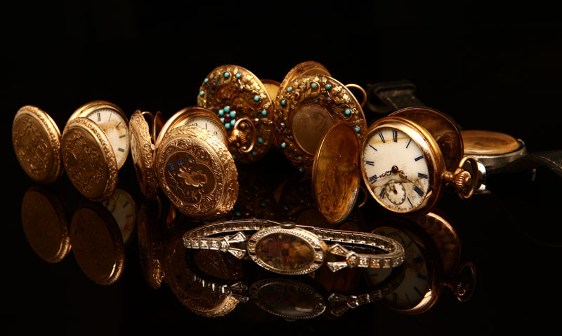 Appraisal: A group of six gold and platinum watches Elgin Keystone