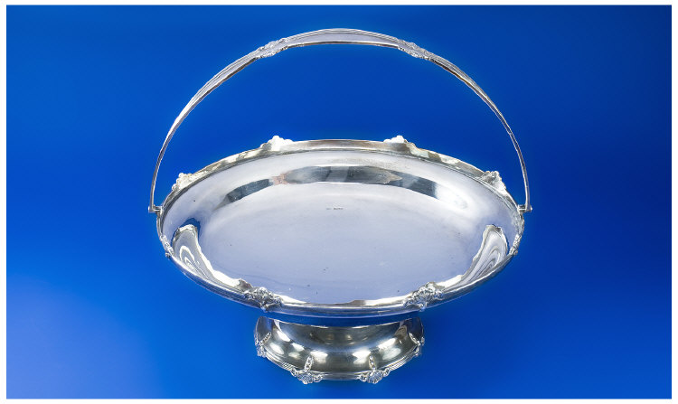 Appraisal: Silver Swing Handled Bread Basket Of Circular Form Raised On