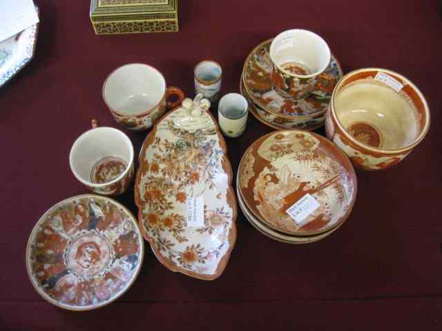 Appraisal: Collection of Japanese Kutani Porcelains includes miniature cabinet vases cups