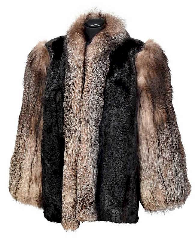 Appraisal: Mink Fur Jacket with Fox Fur Trim dark mink jacket