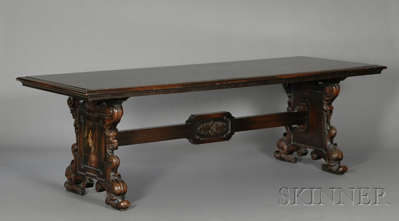 Appraisal: Renaissance Revival Carved and Painted Walnut Refectory Table early th