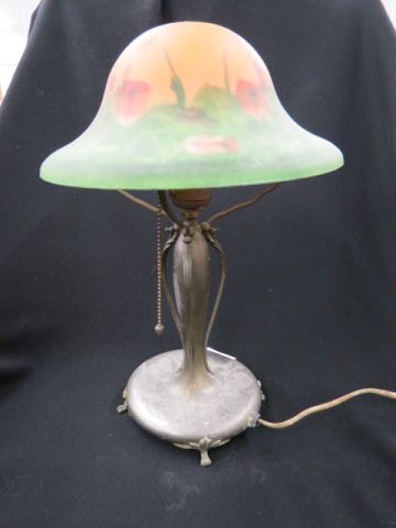 Appraisal: Pairpoint Lamp Base boudior size with later reverse painted glass