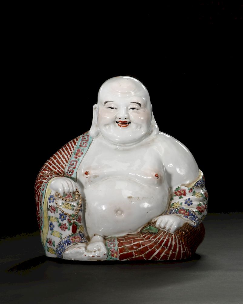 Appraisal: Chinese Famille Rose Figure of Budai Budai is modelled seated