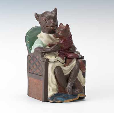 Appraisal: A Figural Tobacco Humidor Fox Mother and Child Hand decorated