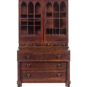 Appraisal: A Classical Mahogany Secretary Bookcase Mid- th Century Height x