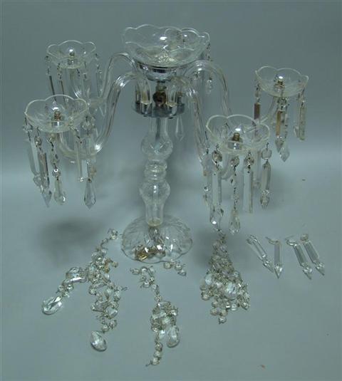 Appraisal: WATERFORD STYLE PRESSED GLASS CHANDELIER WITH PRISMS h w in