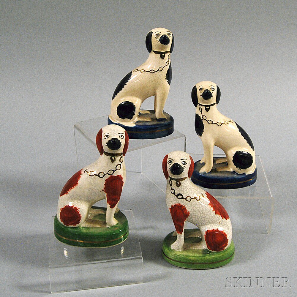 Appraisal: Two Small Pairs of Staffordshire Spaniels England th century the