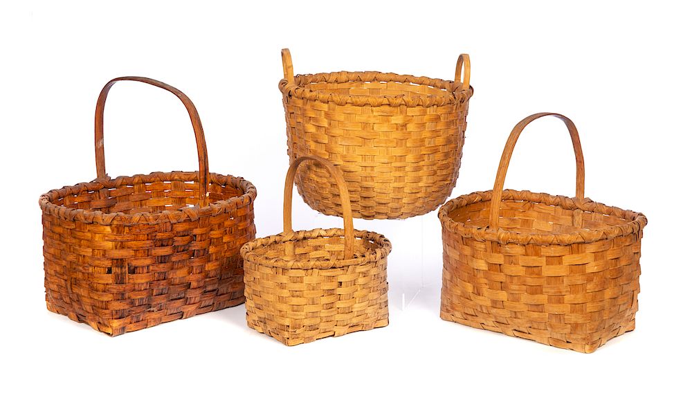 Appraisal: Early Split Hickory Baskets Excellent condition with no damage or