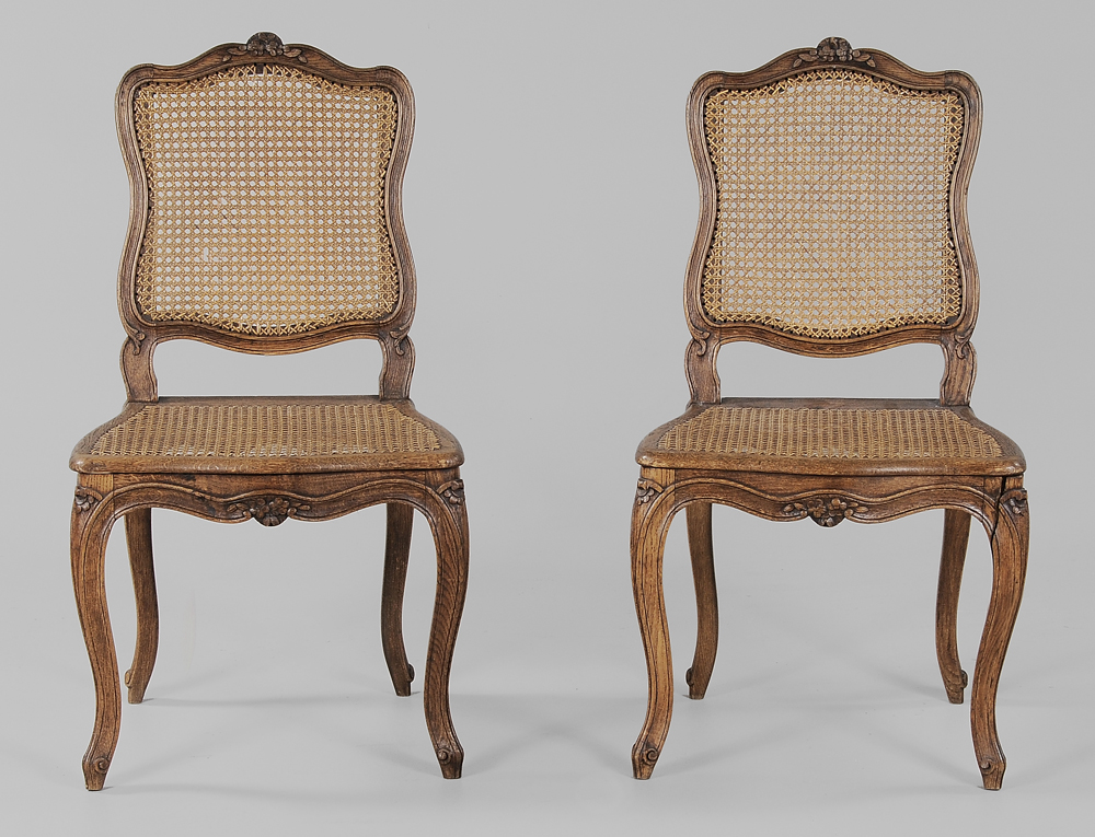 Appraisal: Pair Provincial Louis XV Style Side Chairs French late- th