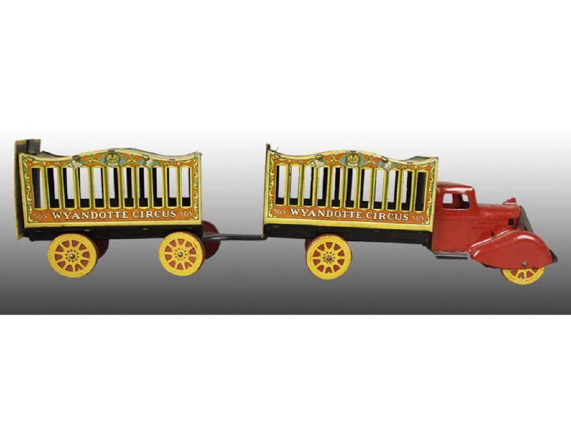 Appraisal: Pressed Steel Wyandotte Circus Toy Truck Trailer Description '' L