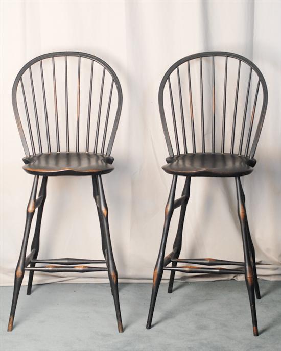 Appraisal: A Pair of Windsor Craft Ebonized Bowback Windsor Tall Stools