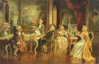 Appraisal: BORIONE Bernard Oil on Canvas A Concert For Two Signed