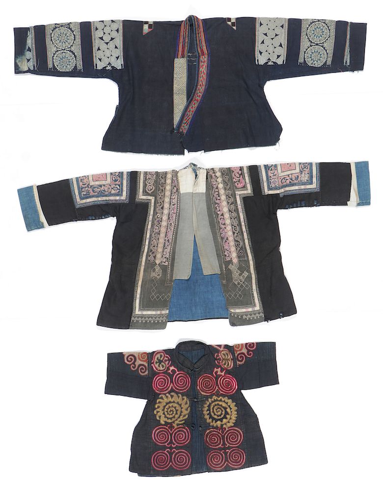 Appraisal: Old Silk Embroidered Jackets Miao People China Old Chinese Minority