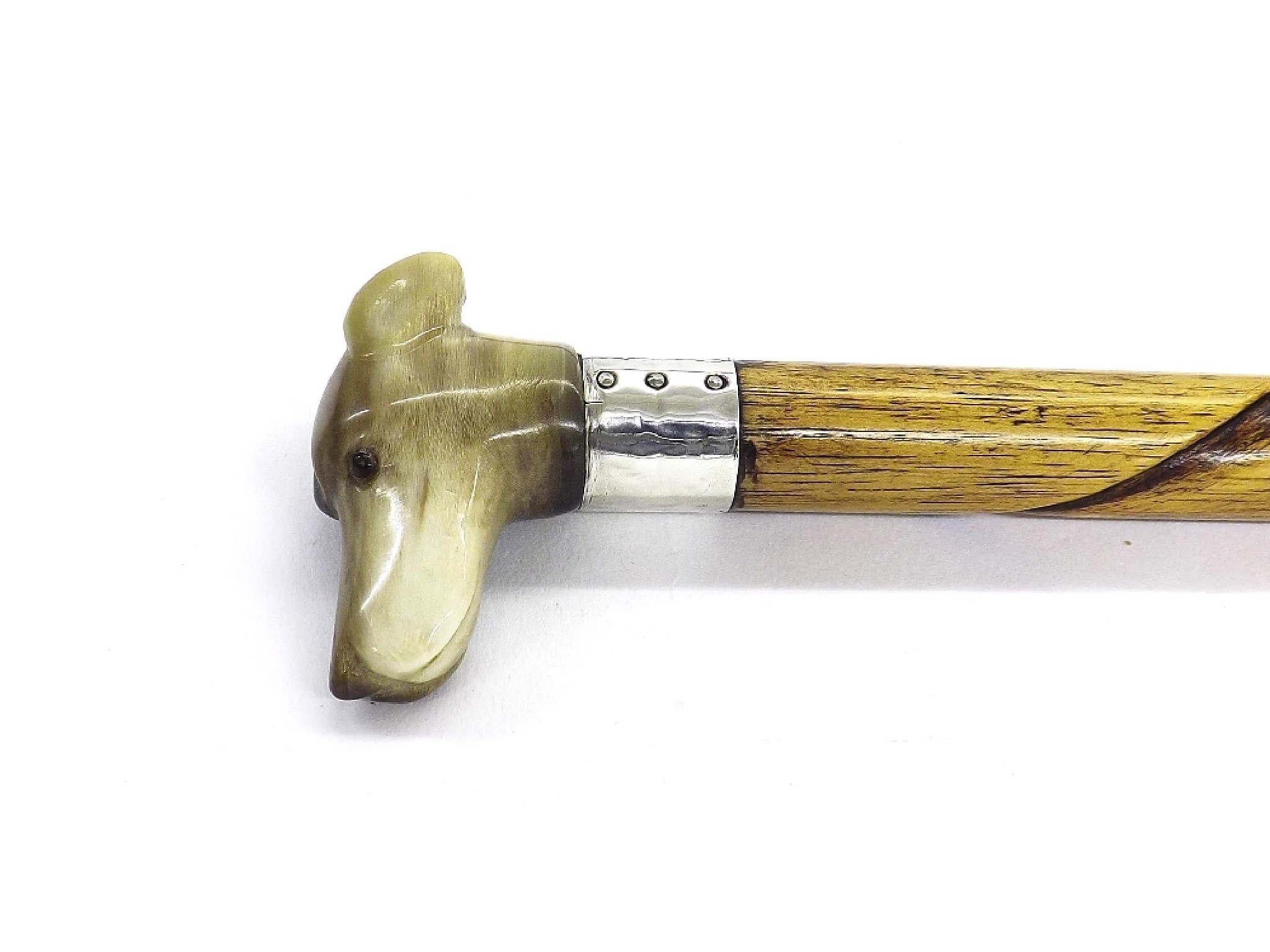 Appraisal: Barley twist walking cane with carved horn knop in the