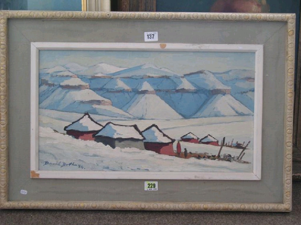 Appraisal: DAVID BARTHAN South African A settlement in the snow signed